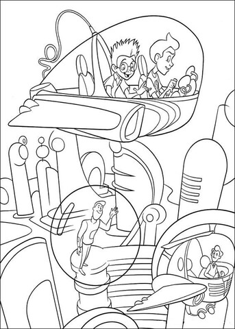 Lewis And Wilbur Flying  Coloring Page